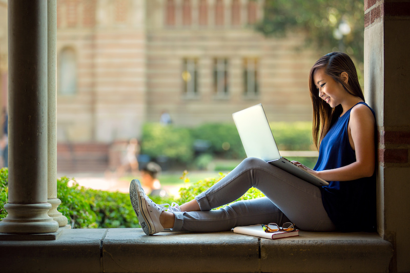 college student on laptop